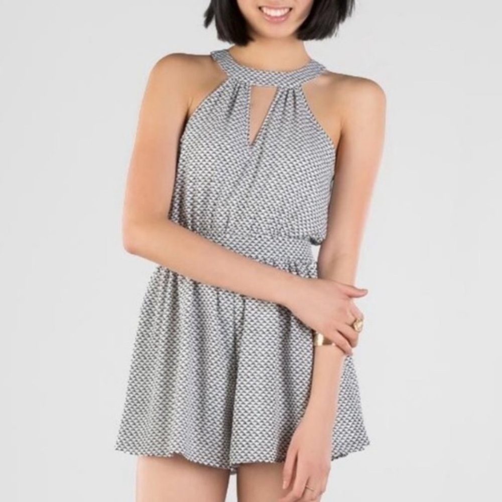 NWOT Francesca’s Collection Miami Black & White Halter Romper